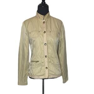 Chico's beige long sleeves buttoned summer jacket size small
